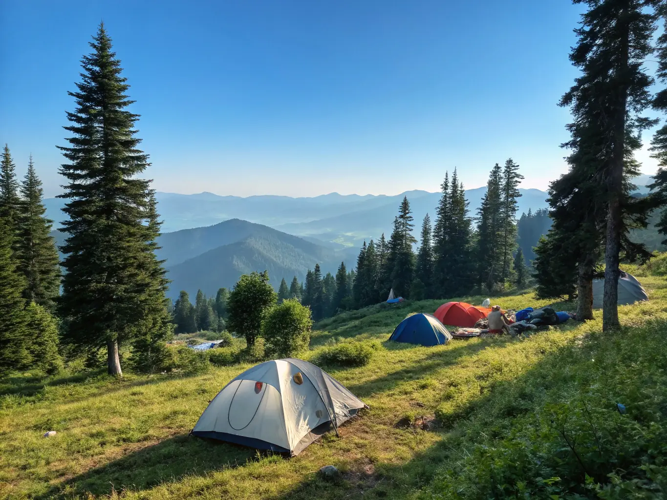 A detailed image of a campsite listing on OutdoorConnect, showcasing amenities, user reviews, and booking options.